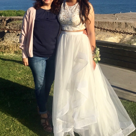 “Sequin Hearts” Embroidered Two-Piece Gown - Picture 1 of 3